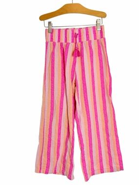Jessica Simpson Pink & Peach Striped Girls Linen Blend Pants